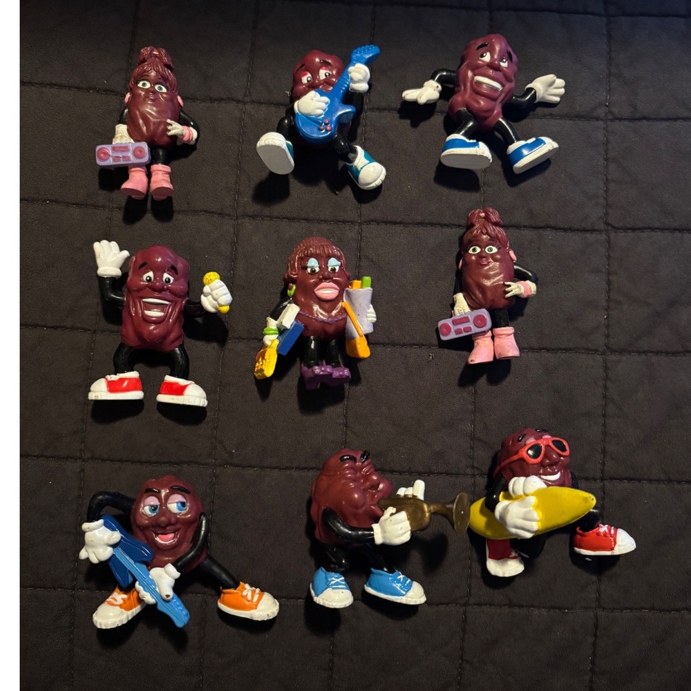 Vintage California Raisins PVC Figures Lot of 9 1980s Retro Collectible Toys
